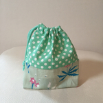 入園準備に！コップ袋(花柄・グリーン)