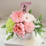   優しくほのかに香るシャボンフラワーです。 ソープフラワー　贈答用ケース付　枯れないお花　新盆　ご仏前　仏花　供花　マム　墓花