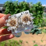 ビーズフラワー×バブル ピアス・イヤリング