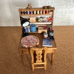 ミニチュア机☆刺繍作業風景