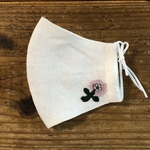 送料無料　布マスク　ミナペルホネン  リネン  オフホワイト　skip  刺繍