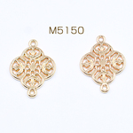 M5150 40個 チャームパーツ 透かし フラワー 2カン付き 15×20mm ゴールド 2×【20ヶ】