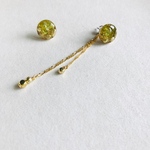 2way ペリドット　ゴールド　チェーンキャッチピアス