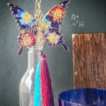 花火の蝶かんざし〜瑠璃に彩〜（hair ornaments  butterfly fireworks） 
