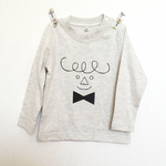 蝶ネクタイかおさんロングＴシャツ 生成 100cm