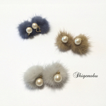 ふわふわファーとコットンパールのピアス♡