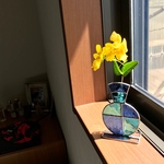 ステンドグラスの一輪挿し(青)