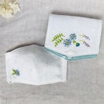 【夏用⌘刺繍入り】コットンレースマスク＆マスクケース　パープル