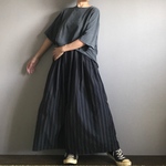 ■即納■ハカマパンツ■クロ×チャコールストライプ■タイプライター