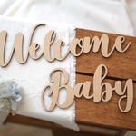 木製［送料込］レターバナー No.01［Welcome Baby］ジャストボーン ニューボーンフォト セルフフォト NewBorn 撮影小物 ベビーシャワー   飾り付け wood 