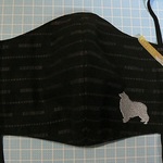 コリーシルエット刺繍付　マスク　シルバー③　バ♪　大人用　大き目　内側Wガーゼ　咳エチケット♪　