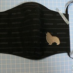 シェルティシルエット刺繍付　マスク　ゴールド②　バ♪　大人用　大き目　内側Wガーゼ　咳エチケット♪　