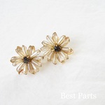 2pcs ピアスパーツ ビジューフラワー タイプ①
