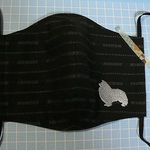 シェルティシルエット刺繍付　マスク　シルバー③　バ♪　大人用　大き目　内側Wガーゼ　咳エチケット♪　