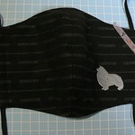 シェルティシルエット刺繍付　マスク　シルバー④　バ♪　大人用　大き目　内側Wガーゼ　咳エチケット♪　