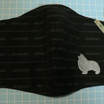 シェルティシルエット刺繍付　マスク　シルバー⑥　バ♪　大人用　大き目　内側Wガーゼ　咳エチケット♪　