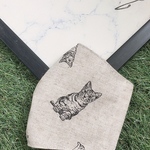 夏向け　リネンコットン×ガーゼ  立体マスク　キッズ　大人用　夏マスク　猫　ねこ　アメリカンショートヘア