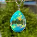 🌈ウッドレジン 風京セラオパールオーロラグリーンペンダント🌈