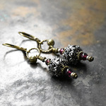 アフガンシルバーとガーネットのリングピアス