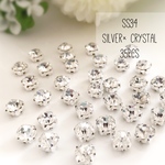【再販】ss34シルバー台座クリアガラスストーン  素材 パーツ ハンドメイド アクセサリー オリジナル 手芸 クリスタルストーン 