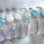Framed Gemstone Beach Bracelet--chacedony