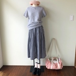 ギンガムチェックのタックギャザースカート