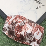 夏向け　コットン×ガーゼ  立体マスク　キッズ　大人用　夏マスク　猫　ねこ　