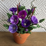 朝顔 粘土の花鉢  4  ミニチュア