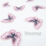 バタフライ 刺繡パーツ (Pink/ピンク) ４個セット