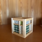 cube型カラフルあんどん⑱　和あそ美cubeー友禅紙　緑サラサ＆雲龍紙ー
