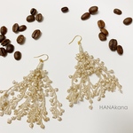 5日〜19日SALE ✳︎coffee染めレースのタッセルピアス✳︎バネ式イヤリング✳︎ニッケルフリー✳︎HANAkana✳︎