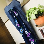 【和布と手作り11号】掲載品❣️ 着物リメイク　おすす美シルエット　浴衣リメイク　ゆったり夏の涼しい　浴衣ワンピース　⑦なでしこ