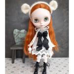 ネオブライスアウトフィット♡モノトーンオールインワンとぷっくり耳付きヘアバンド