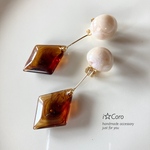 アイボリー カボション×べっ甲♢earring or pierce