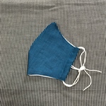 リネン100% カンフィーリネン　夏向け薄めリネン　ハンドメイド　立体マスク　ダブルガーゼ　メンズマスク　スカイブルー