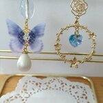 蝶々と薔薇とハートの ピアス 
