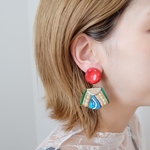【chimie】(0717-h) Dead stock red cabochon  × Broad ribbon
