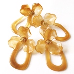 ☆4th anniversary☆【brown】《2way》flower cabochon × deformation ring pierce / earring