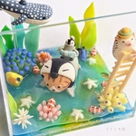 海の中でこんにちは＊にゃんこペンギン＊2020夏飾り