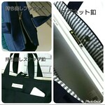 帆布☆リボントートバッグ M【デニムストライプ】