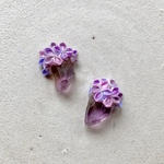天然石アメトリンに咲くつまみ細工のお花のイヤーアクセサリー　