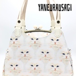 がま口バッグ（M）white cat