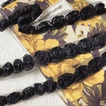 50cm単位 立体フラワー 花 薔薇 バラ ブレード リボン 黒 BK200709 ハンドメイド 手芸 素材 材料 DIY