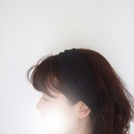再販*定番ブラック　薄手シャリっとリネン　ゆるターバン　*　ヘアバンド　
