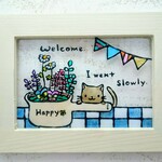 ｙ様専用*送料無料*ステンドグラス風*猫とハーブ＆ナチュラルランドリー♪