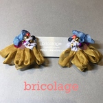 裂き布　フープリボン　ビーズ刺繍イヤリング