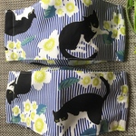 新作❣️またたびの花と猫　ストライプ　舟形