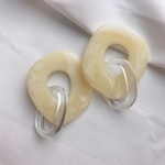  large  clear × matte ivory  pierce  おおぶりピアス