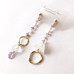 ★4th anniversary★ natural stone × freshwater pearl asymmetry pierce / earring