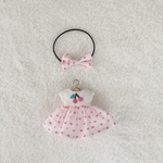 025 さくらんぼ刺繍のワンピース、リボンの2点セット